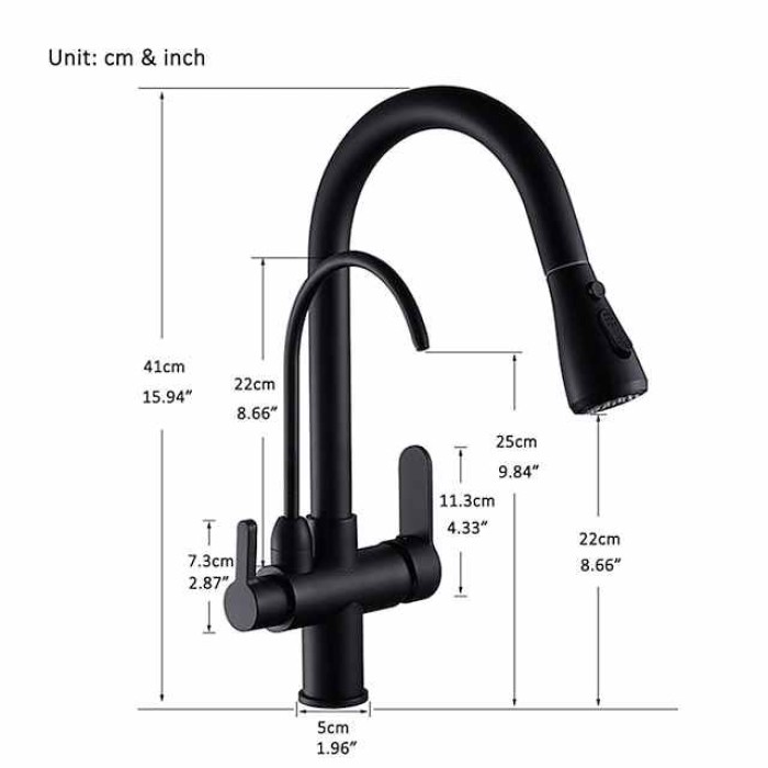 Kitchen Sink Mixer Faucet Pull Out Sprayer with Soap Dispenser, 360 swivel Black Single Handle Brass Taps Pull Down, Deck Mounted Hot Cold Water Hose Filter Tap