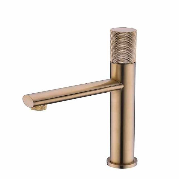 Bathroom Sink Faucet - Black / Rose Gold / Brushed Gold / Brushed Gun Color / Black  Rose Gold Wash Room Deck Mounted Brass Basin Faucet Centerset Single Handle One Hole Bath Taps Vanity Vessel Sink