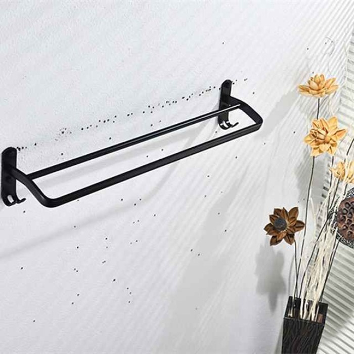 Multifunction Towel Bar New Design Modern Aluminum Bathroom Shelf Wall Mounted Matte Black 1PC