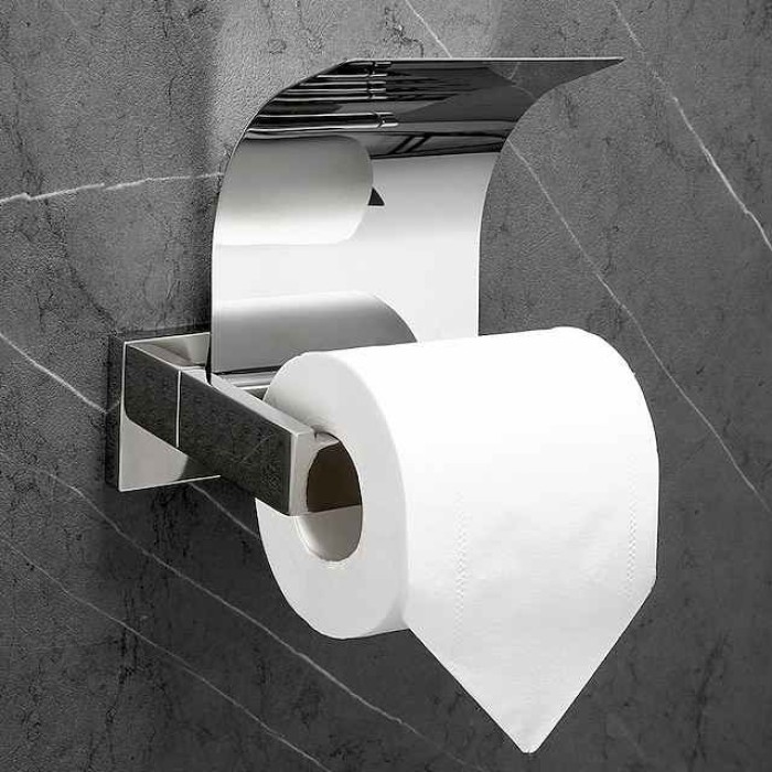 Toilet Paper Holder Stainless Steel Electroplated and Brushed Bathroom Roll Paper Holder Wall Mounted 1pc