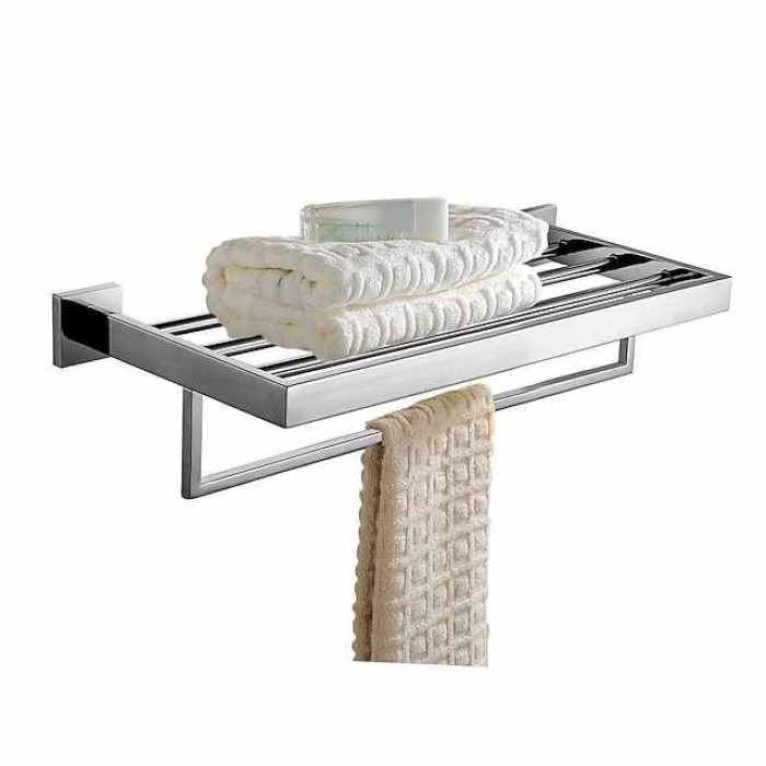 Towel Racks 2-Tiers Bathroom Shelf,Wall Mounted Stainless Steel Bathroom Hardware Use for Bathroom/Kitchen/Living Room 30-60CM(Black/Chrome/Golden/Brushed Nickel)