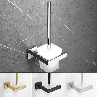 Toilet Brush Holder Modern Glasses 304 Stainless Steel Grade ABS Metal Bathroom Wall Mounted - 1pc