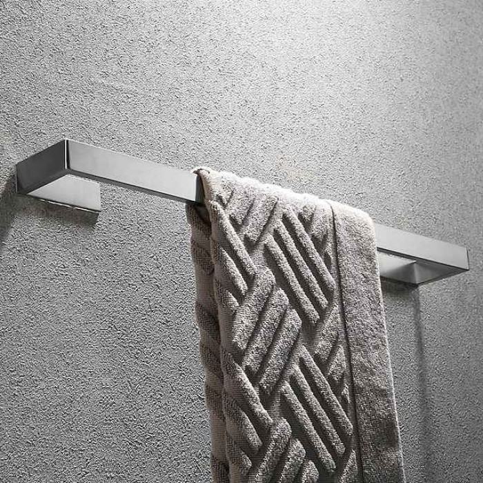 Bathroom Hardware Accessory Set Include Robe Hook, Towel Bar, Towel Holder, Toilet Paper Holder, Self-adhesive Brushed Stainless Steel Silvery