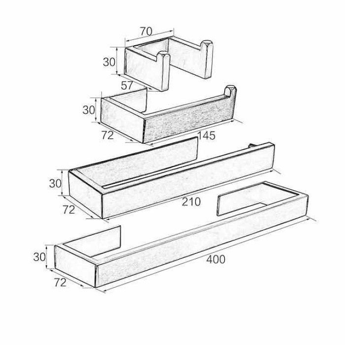 Bathroom Hardware Accessory Set Include Robe Hook, Towel Bar, Towel Holder, Toilet Paper Holder, Self-adhesive Brushed Stainless Steel Silvery