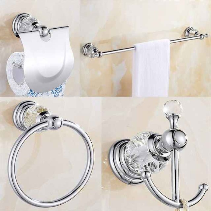 Wall Mounted Silver Bathroom Hardware Towel Bar, Robe Hook, Towel Holder, Toilet Paper Holder, 304Stainless Steel - for Home and Hotel bathroom