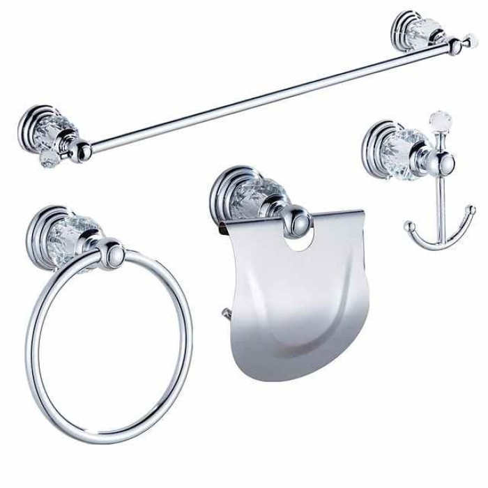 Wall Mounted Silver Bathroom Hardware Towel Bar, Robe Hook, Towel Holder, Toilet Paper Holder, 304Stainless Steel - for Home and Hotel bathroom