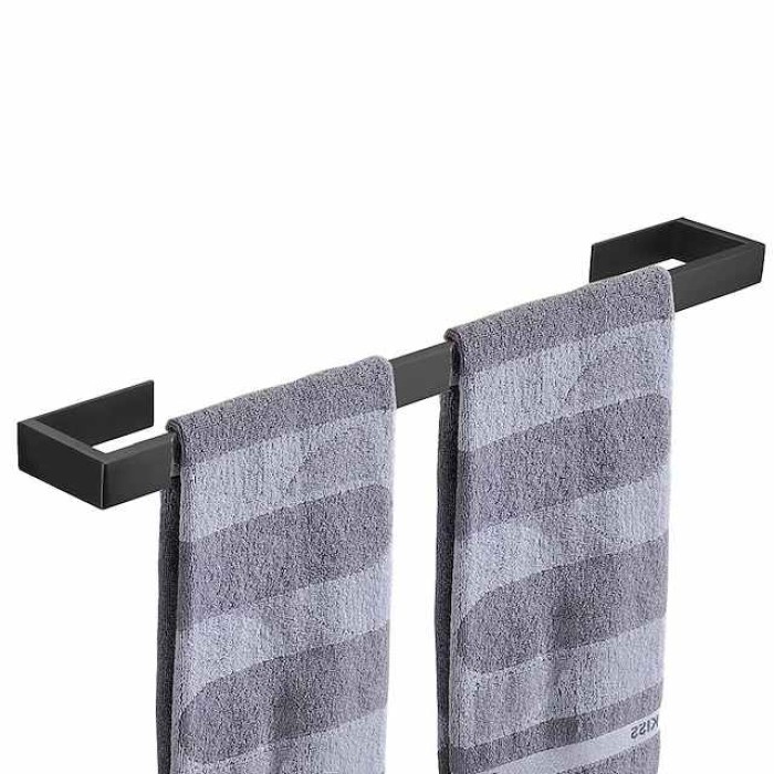 Bathroom Accessory Set, Self-adhesive Matte Black Stainless Steel Hardware Include Robe Hook, Towel Bar, Towel Holder, Toilet Paper Holder,for Home and Hotel