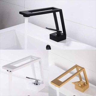 Single Handle Bathroom Faucet, Electroplated/Brushed One Hole Hollow Out/Irregular/Centerset, Brass Contemporary Bathroom Sink Faucet Contain with Supply Lines