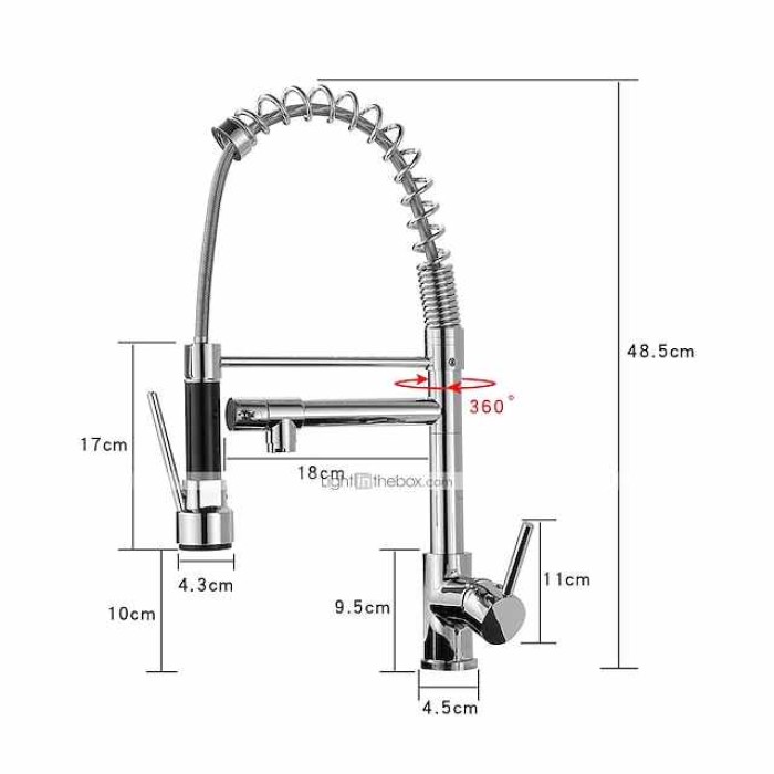 Kitchen Faucet with Pullout Spray and Soap Dispenser Sets Single Handle Two Holes Pull Out/Rotatable/Multifunction Standard Spout, Brass Tall-High Arc Deck Mounted Kitchen Faucet