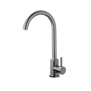 Stainless Steel Deck Mounted Kitchen Faucet, Nickel Brushed Multi-function Rotatable Kitchen Faucet with Hot and Cold Switch