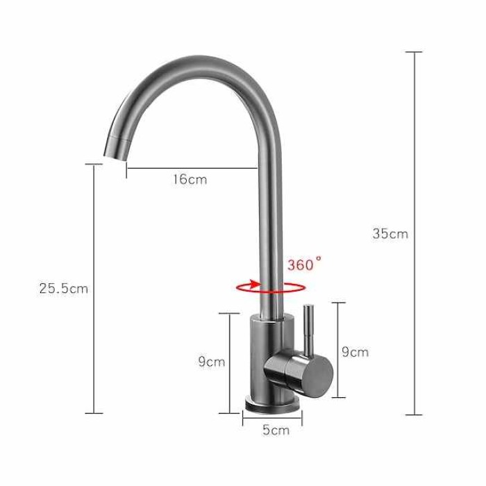 Stainless Steel Deck Mounted Kitchen Faucet, Nickel Brushed Multi-function Rotatable Kitchen Faucet with Hot and Cold Switch