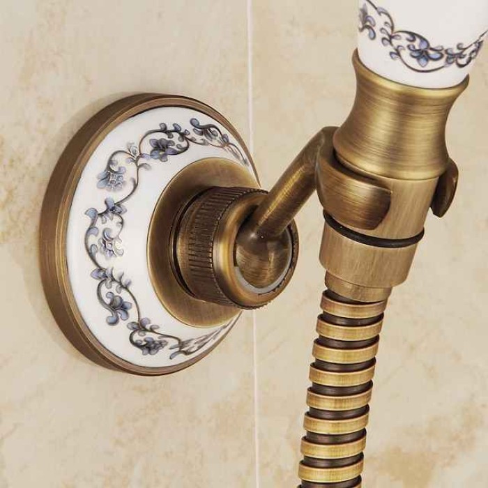 Brass Shower Faucet Set,Two Handles One Hole  Wall Installation Waterfall Portable Spray Pull out Handshower with Cold/Hot Water