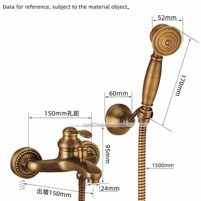 Shower Faucet Set Handshower Included Vintage Style/Country Brass Mount Outside Ceramic Valve Bath Shower Mixer Taps/Single Handle/Yes/Single Handle Three Holes