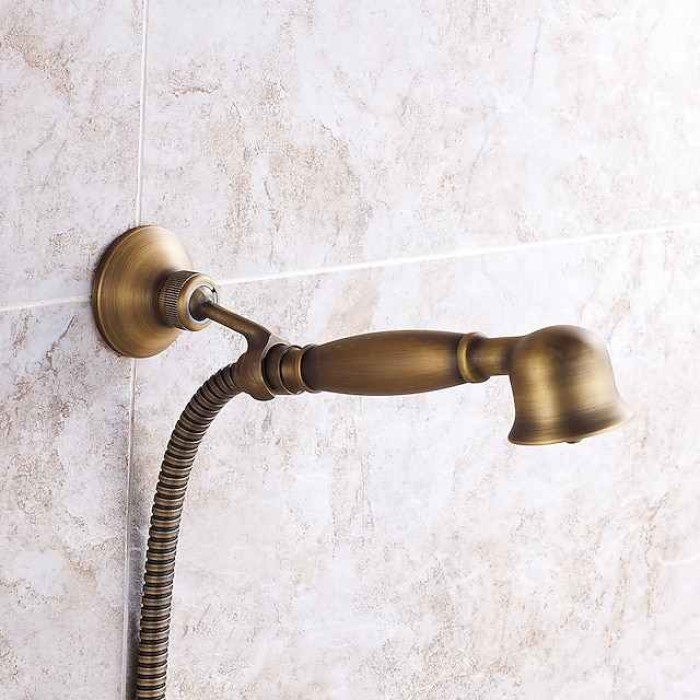 Shower Faucet Set Handshower Included Vintage Style/Country Brass Mount Outside Ceramic Valve Bath Shower Mixer Taps/Single Handle/Yes/Single Handle Three Holes