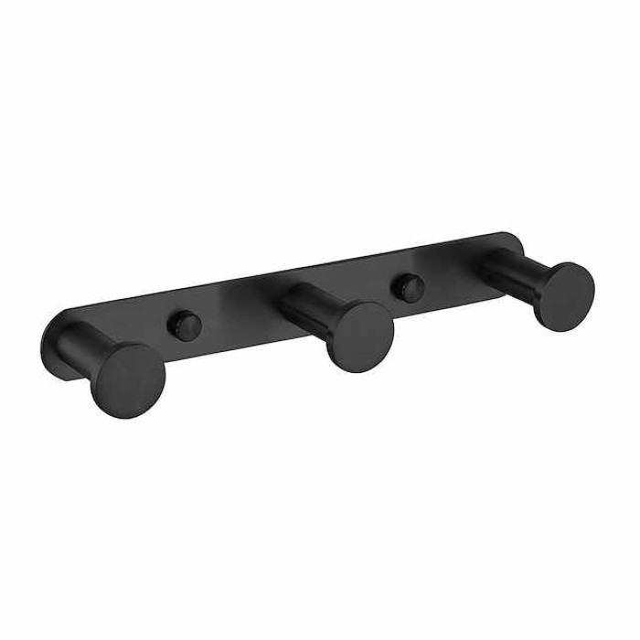 Robe Hook  Wall Mounted with 3 or 4 or 5 or 6 Hooks New Design Stainless Steel Bathroom Painted Finishes Black 1pc