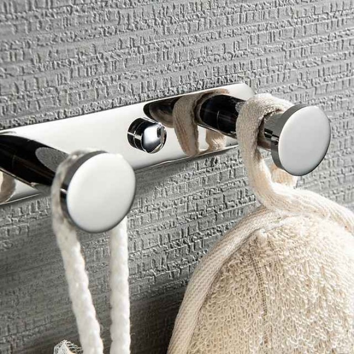 Robe Hooks New Design Contemporary Stainless Steel Material Bathroom Wall Mounted 3 or 4 or 5 or 6 Hooks Silvery 1pc