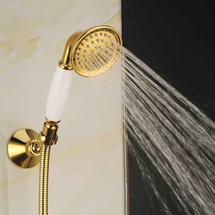 Shower Faucet Set Handshower Included Vintage Style/Country Brass/Electroplated Mount Outside Ceramic Valve Bath Shower