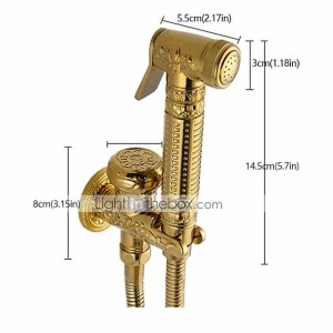 Bidet Faucet Handheld Bidet Sprayer, Antique Golden Luxury Diaper Water Shattaf Toilet Spray Set, Bathroom Baby Cloth Diaper Cleaning Sprayer Middle East