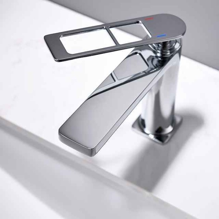 Single Handle Bathroom Faucet, Painted Finishes/Electroplated/Chrome One Hole Centerset, Brass Bathroom Sink Faucet with Hollow Handle