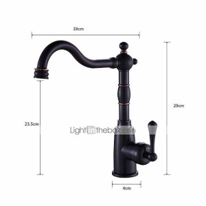 Kitchen Faucet,ORB Rotatable Retro Style Single Handle One Hole Standard Spout Centerset Contemporary Antique Kitchen Taps with Hot and Cold Switch