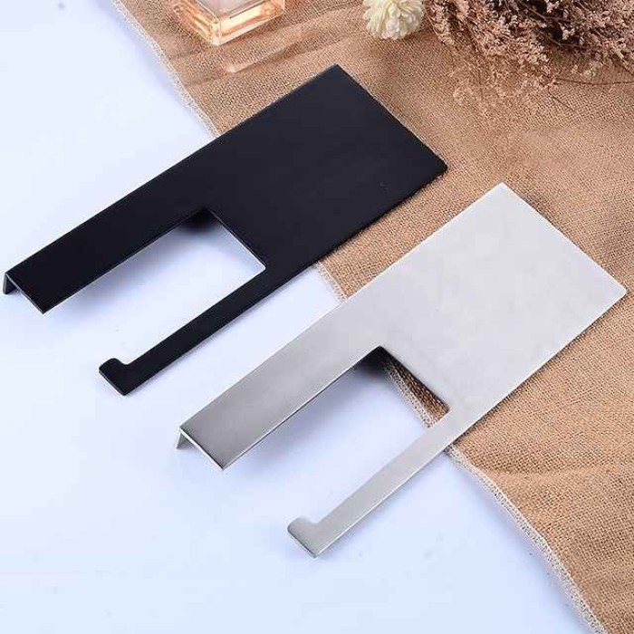 Stainless Steel Toilet Paper Holder New Design Tray Paper Roll Holder Bathroom Shelf Wall Mounted Matte Black 1pc