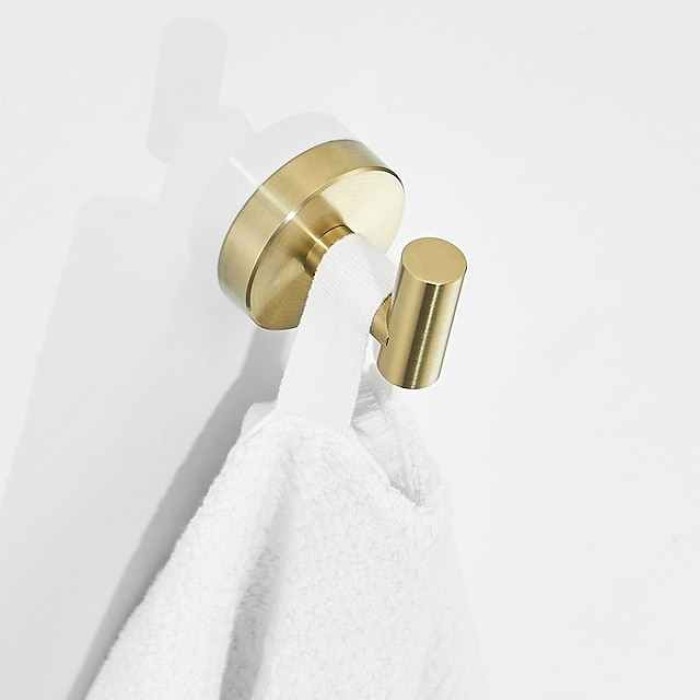 2pcs Wall Hooks for Coats,Stainless Steel Robe Hooks,Wall Mounted Coat Hooks For Bathroom,Bedroom,Kitchen(Golden)