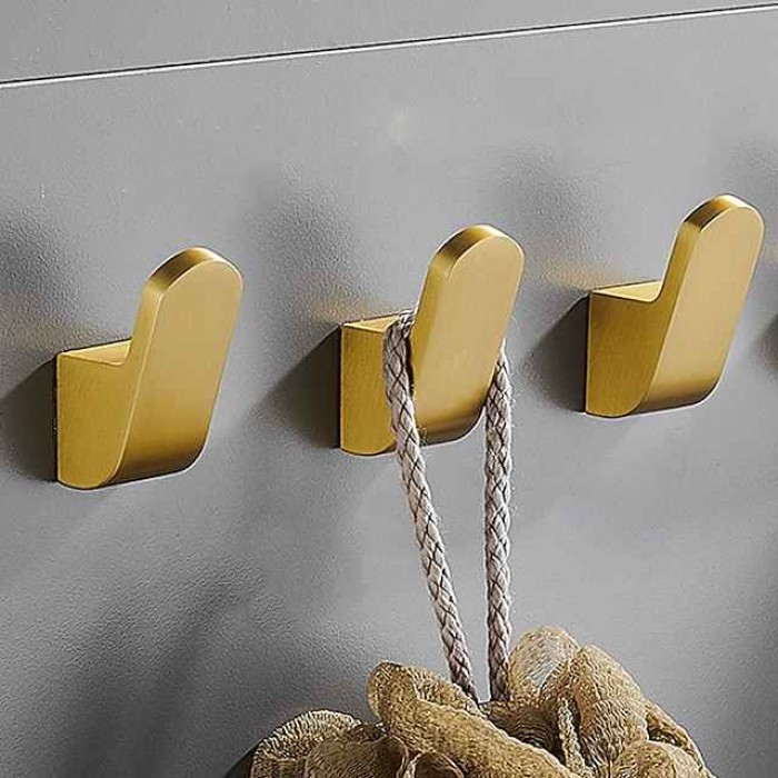 Multifunction Robe Hooks Aluminum for Bathroom and Kitchen Wall Mounted New Design 3pcs