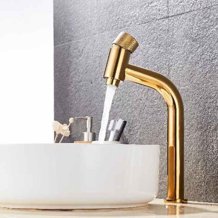 Bathroom Sink Faucet - Waterfall Antique Brass / Electroplated Centerset Single Handle One HoleBath Taps