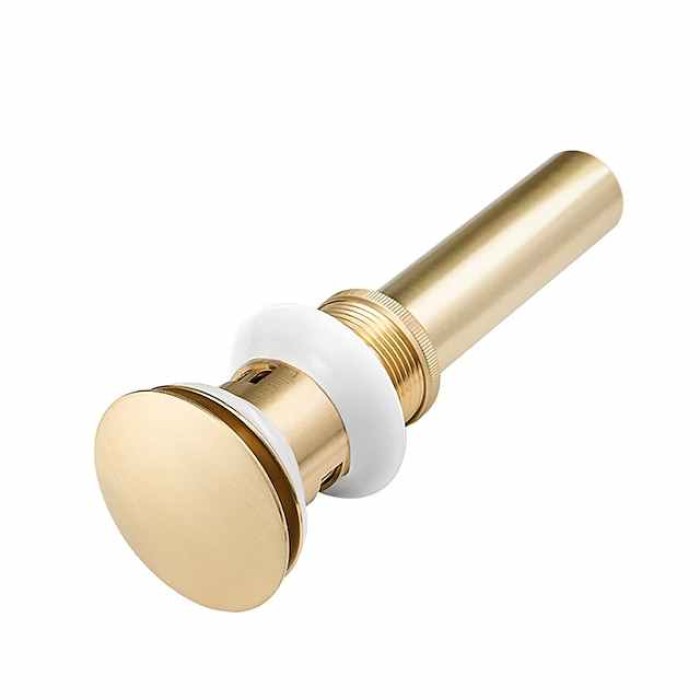 Brass Pop Up Sink Drain Stopper with Overflow Bathroom Faucet Vessel Vanity Sink Drainer(Golden)