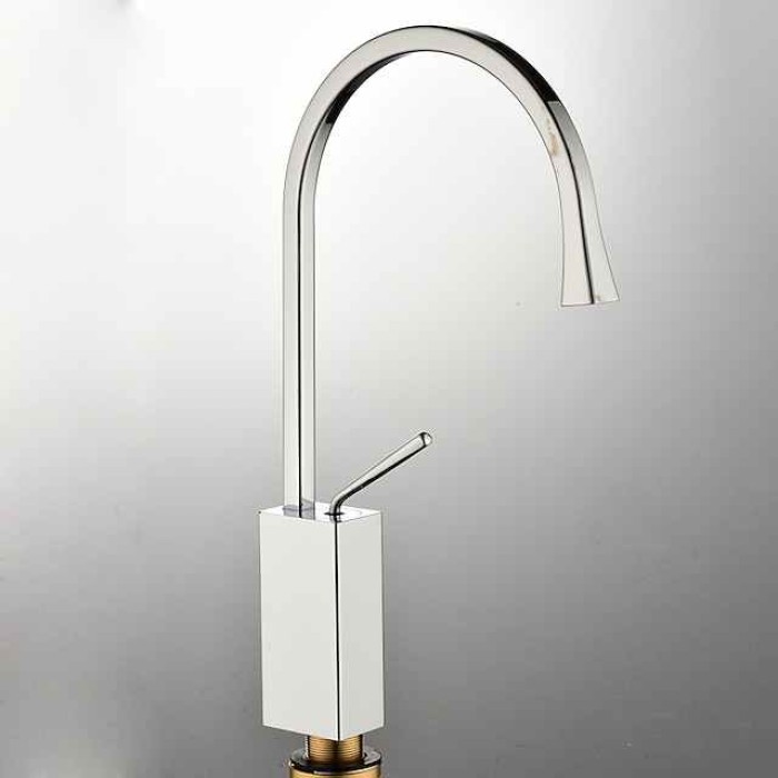 Bathroom Sink Faucet - Rotatable Electroplated / Painted Finishes Centerset Single Handle One HoleBath Taps