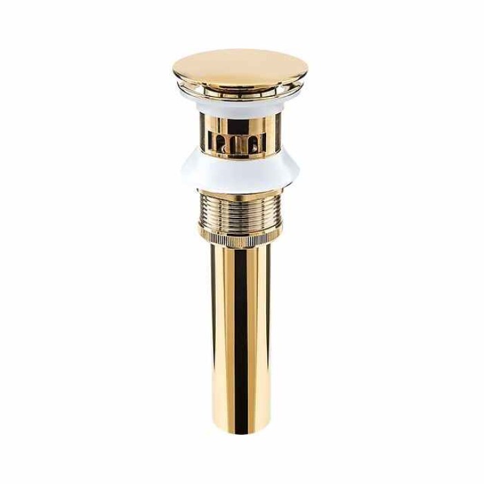 Brass Pop Up Sink Drain Stopper with Overflow Bathroom Faucet Vessel Vanity Sink Drainer(Golden)