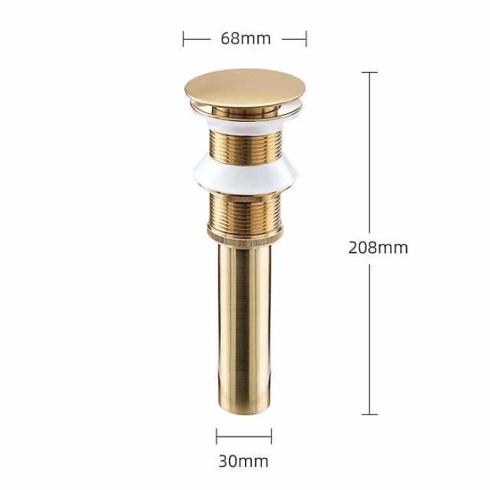 Brass Pop Up Sink Drain Stopper with Overflow Bathroom Faucet Vessel Vanity Sink Drainer(Golden)