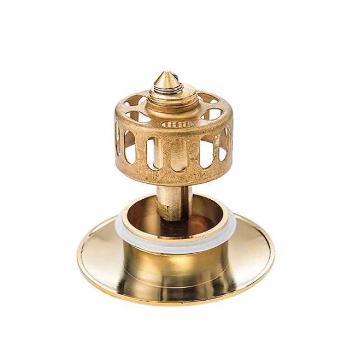 Brass Pop Up Sink Drain Stopper with Overflow Bathroom Faucet Vessel Vanity Sink Drainer(Golden)