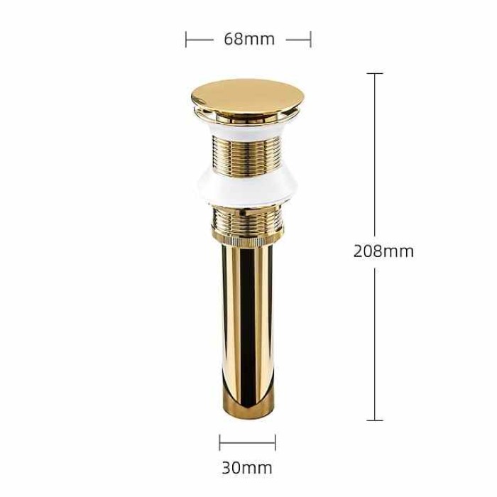 Brass Pop Up Sink Drain Stopper with Overflow Bathroom Faucet Vessel Vanity Sink Drainer(Golden)