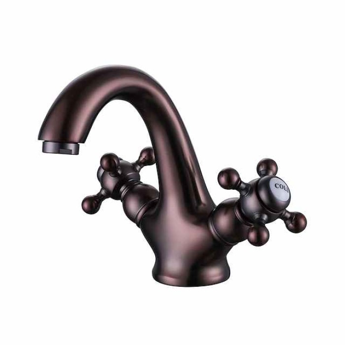 Bathroom Sink Faucet - FaucetSet Oil-rubbed Bronze / Antique Brass / Electroplated Centerset Two Handles One HoleBath Taps