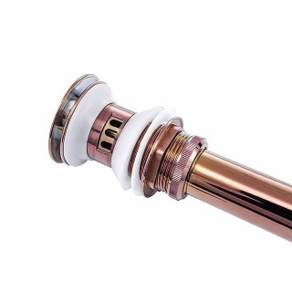 Brass Pop Up Sink Drain Stopper with Overflow Bathroom Faucet Vessel Vanity Sink Drainer(Rose Golden)