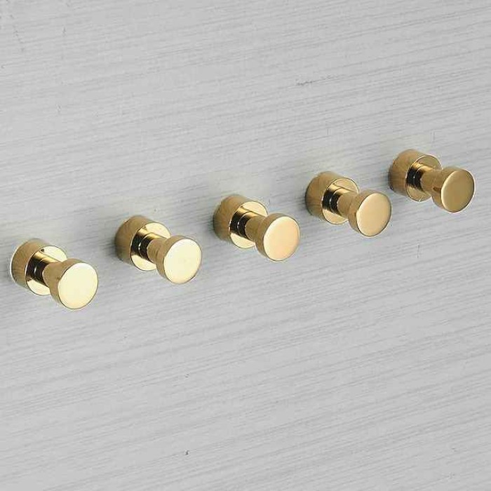 Wall Hooks for Coats,Brass Wall Mounted Bathroom Towel Hooks Robe Hooks 3PCS/5PCS(Golden)