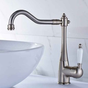 Kitchen faucet - Single Handle One Hole Nickel Brushed Standard Spout Centerset Antique Kitchen Taps