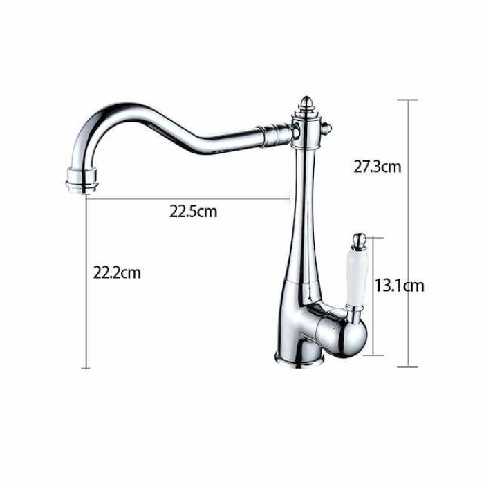 Kitchen faucet - Single Handle One Hole Nickel Brushed Standard Spout Centerset Antique Kitchen Taps