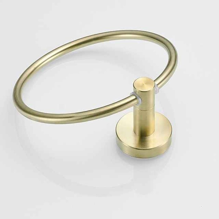 Bathroom Accessory Set Include Towel Bar Robe Hook and Towel Ring New Design Modern Stainless Steel Material Wall Mounted Golden 3pcs