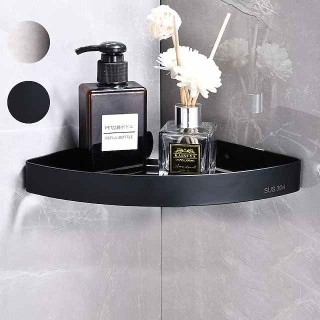 Bathroom Shelf New Design Multifunction Triangle Bath Corner Shelf Stainless Steel Wall Mounted Matte Black and Silvery 1pc