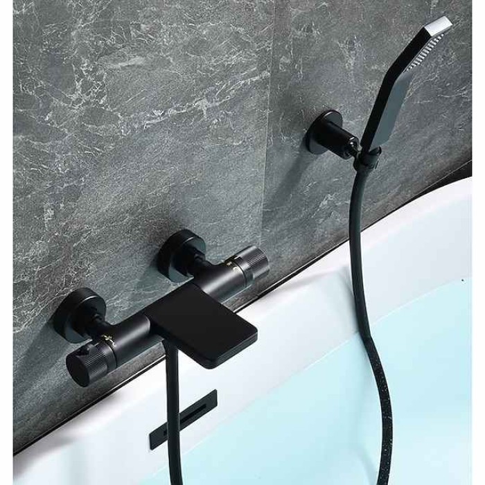 Bathtub Faucet - Thermostatic Bath Tub Faucet Contemporary Painted Finishes Free Standing Ceramic Valve Bath Shower Mixer Taps