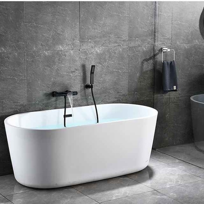 Bathtub Faucet - Thermostatic Bath Tub Faucet Contemporary Painted Finishes Free Standing Ceramic Valve Bath Shower Mixer Taps