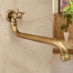 Antique Copper Outdoor Faucet Lengthened Single Cold Faucet Mop Pool Outdoor Wall-mounted Faucet Rotatable