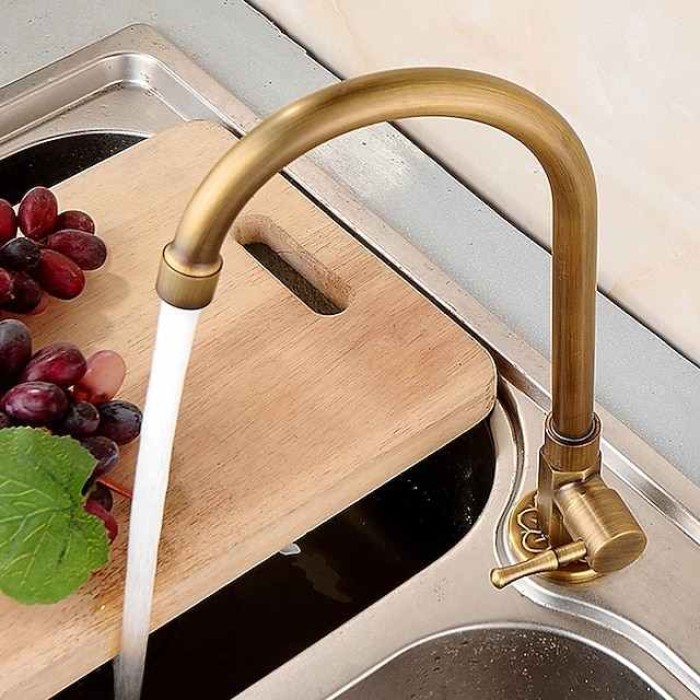 Kitchen faucet - Single Handle One Hole Antique Brass Standard Spout Centerset Antique Kitchen Taps