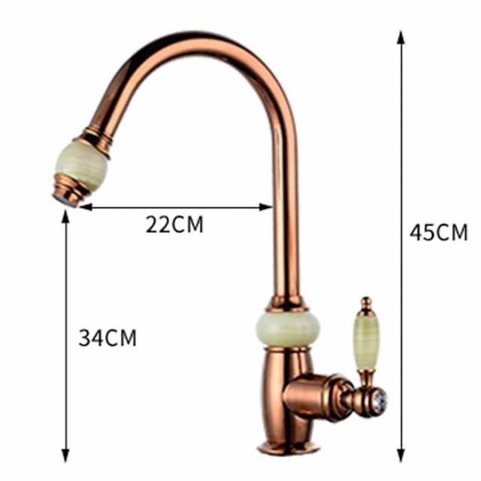 Pull Out Kitchen Sink Mixer Faucet with Sprayer, 360 swivel High Arc Pull Down Kitchen Taps, Vintage Single Handle One Hole Vessel Water Tap with Cold Hot Hose Golden Rose Gold