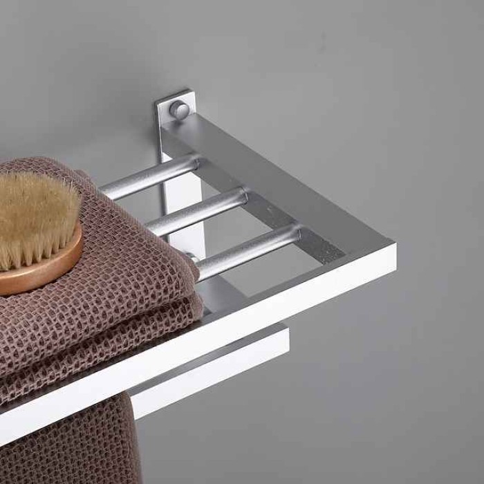 Towel Rack for Bathroom Double-layer Space Aluminum Towel Bar Wall-mounted Perforated Installation Towel Hardware Hanging Towel Rack