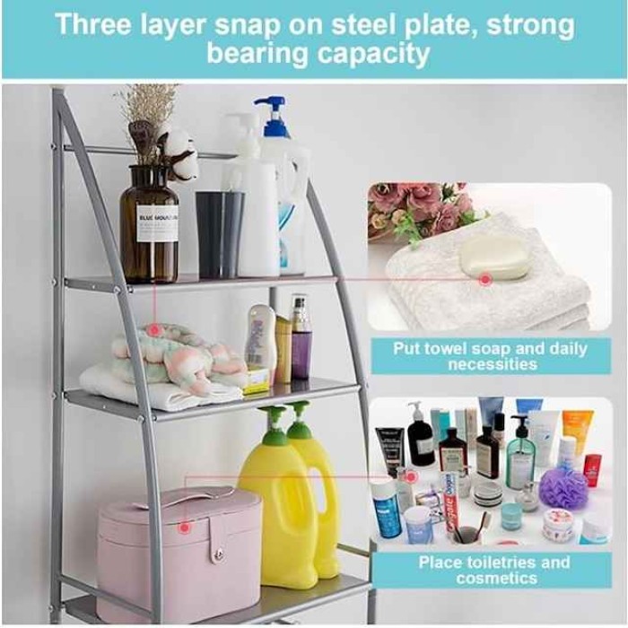 Toilet Bathroom Shelf Stainless Steel Floor Toilet Rack Free Punch Storage Rack