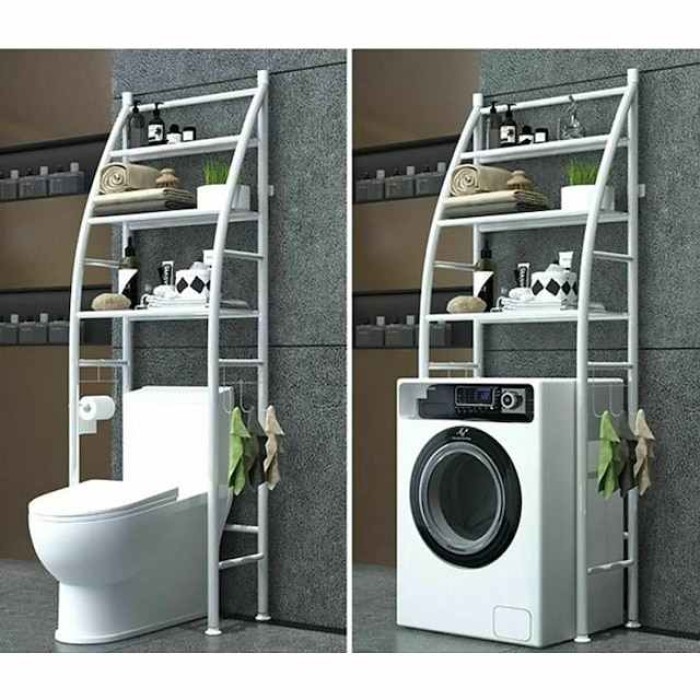 Toilet Bathroom Shelf Stainless Steel Floor Toilet Rack Free Punch Storage Rack