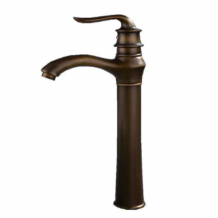 Bathroom Sink Faucet - Classic Antique Brass Free Standing Single Handle One HoleBath Taps